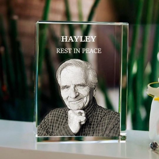 Discover Personalized 3D Memorial Plaque, Remembrance Gift,  Honor Loved Ones, Memorial Keepsake | 3D Photo Crystal Rectangle