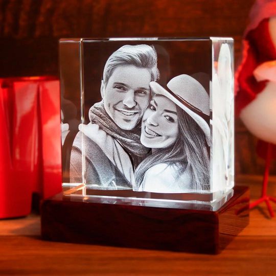 Discover Personalized 3D Photo Crystal, Laser Etched Glass, Custom Anniversary Gift