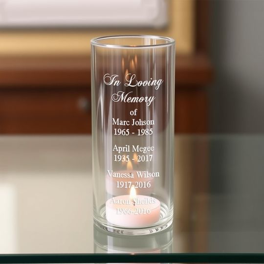 Discover In Loving Memory Vase - Engraved Memorial Candle for Weddings Cylinder Glasses