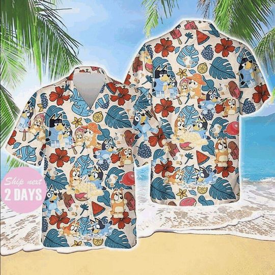 Discover BlueyDad Dad and Kids Matching Family Aloha Hawaiian Shirt