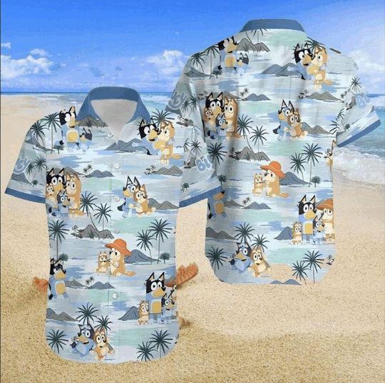 Discover BlueyDad Cute Hawaiian Shirt Summer Cartoon Aloha Shirt for Kids