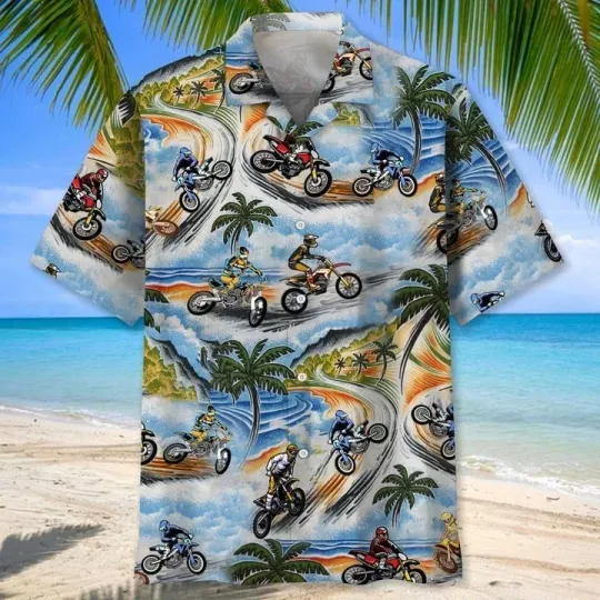 Discover Motocross Vintage Hawaiian Shirt Motocross Shirt Short Sleeve Moto Dirt Bike