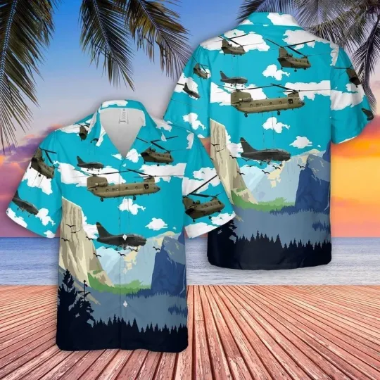 Discover Iowa Army National Guard CH 47F Chinook General Support Hawaiian Shirt