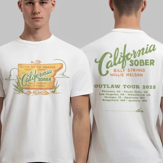 Discover Billy Strings And Nelson California Sober Outlaw Tour 2025 Unisex T-Shirt
