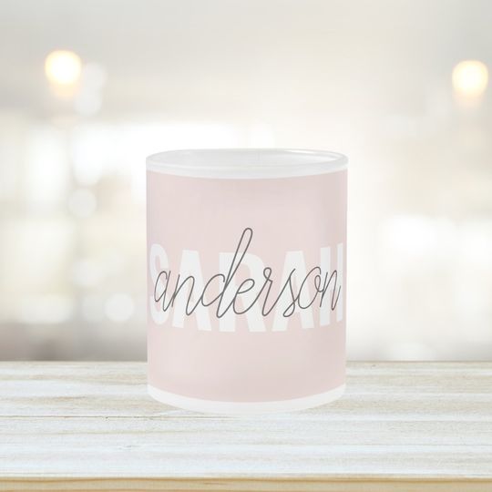 Discover Modern Pastel Pink Beauty Personalized You Name Frosted Glass Coffee Mug