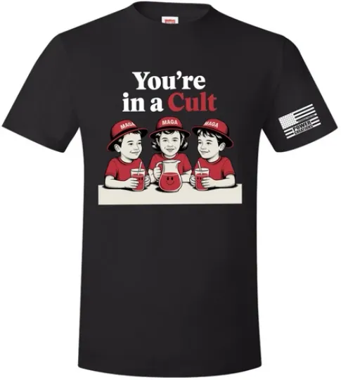 Discover Anti Trump T-Shirt You're in a Cult Stop drinking the Kool Aid Shirt & Sticker