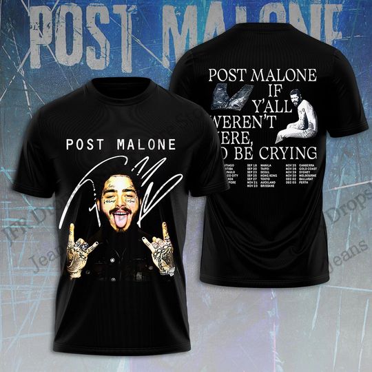 Discover Men's Post Malone 2025 Tour 3d Print T-shirt Men Women Fashion Casual Oversized Short Sleeve Tops Tees Man Clothes Gothic Street