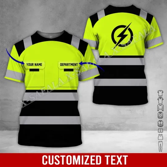 Discover Custom Name Lineman Welder Trucker Mechanic Electrician Truck 3D Print T-shirt Men Top Tee Non-Workwear Cosplay Safety Uniform