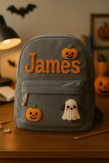Discover Personalized Halloween Backpack for Kids, Custom Toddler School Bag with Name