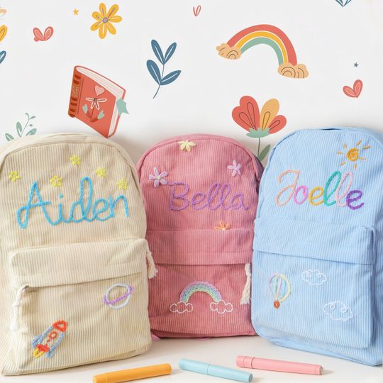 Discover Personalized Embroidered Toddler Backpack,Custom Kids Backpack,Handmade Toddler