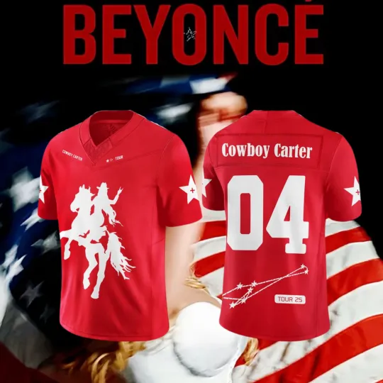 Discover Beyoncé Tour 2025 Cowboy Carter RED football jersey