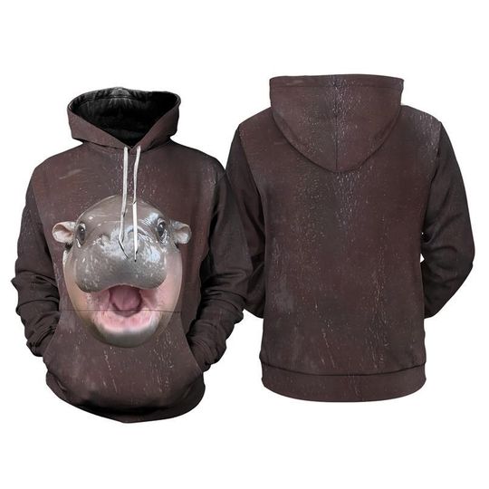 Discover Moo Deng 3D Hoodie, Moo Deng Cosplay Costume, Moo Deng 2025 Baby Hippo Halloween Costume