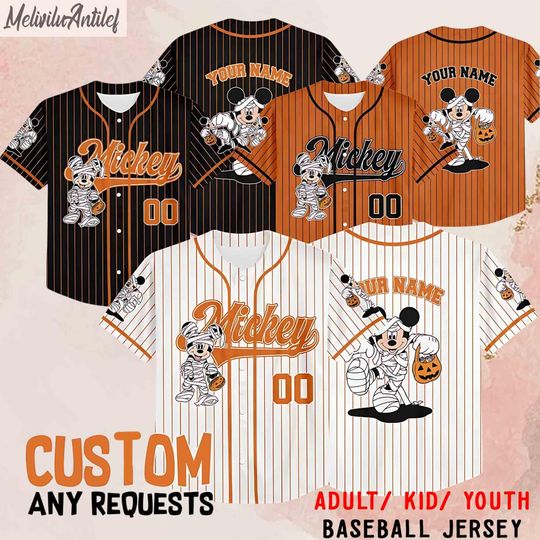 Discover Custom Halloween Mickeyy Baseball Jersey, Personalized Disneyyy Halloween Baseball Jersey