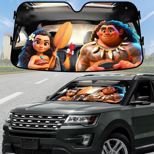 Discover moanaa and Maui Car Sunshade, moanaa Princess Disneyyy Windshield Shade, Disneyyy Movie Car Decor, Cute Summer Sun Blocker, Cartoon Fan Gift