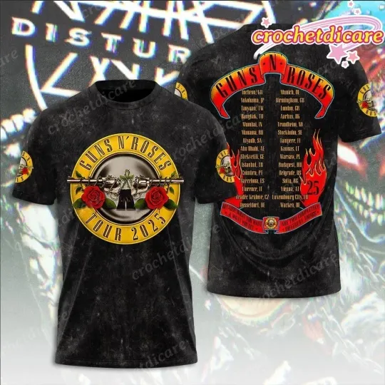 Discover Guns n Roses Tour 2025 T-Shirt – 3D Rock Band Concert Tee for Fans
