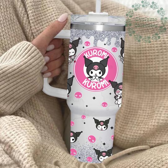 Discover Kuromi Cartoon Custom Tumbler, Cute Cartoon 40 Tumbler With Handle, Kuromi And My Melody Tumbler Cup