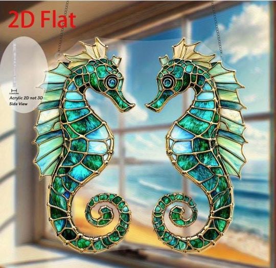 Discover SUNCATCHER-Seahorse Acrylic Suncatcher, Hanging Window Decoration for Home, Garden, Porch 8"x8"