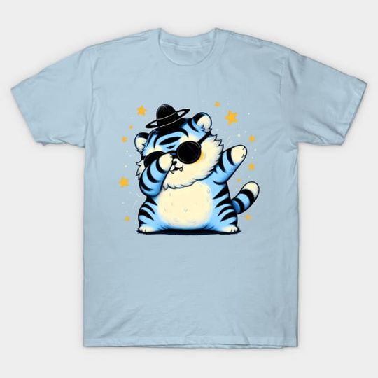 Discover Fluffy Blue Tiger Cat Dabbing Gat Kids K-Pop Matching Anime - Kpop Demon Hunters - T-Shirt