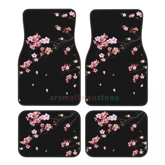 Discover Japanese Sakura Branch Crystal Velvet Women's Car Floor Mat