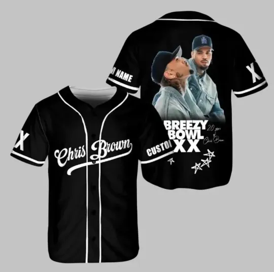 Discover Custom Name Chris Brown Breezy Bowl XX Tour 2025 Jersey, Chris Brown Fan Jersey