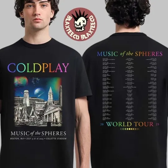 Discover Coldplay Boston 2025 Tour Tee Music Of The Spheres Two-Sided Shirt