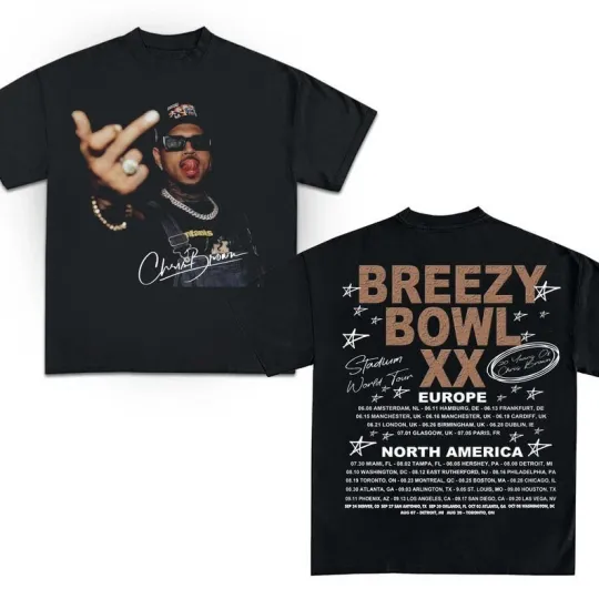 Discover Chris Brown Tour 2025 Breezy Bowl XX Vintage Unisex T-Shirt