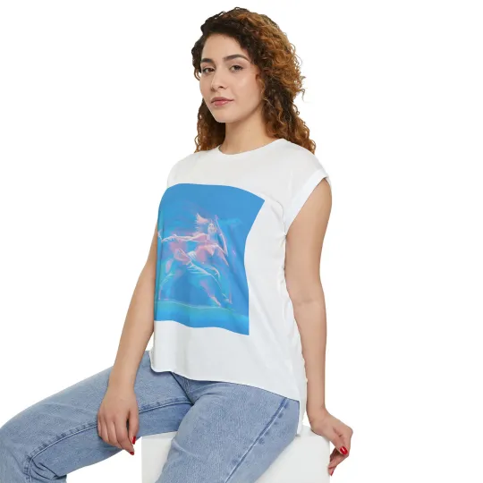 Discover Women’s Flowy Rolled Cuffs Muscle Tee