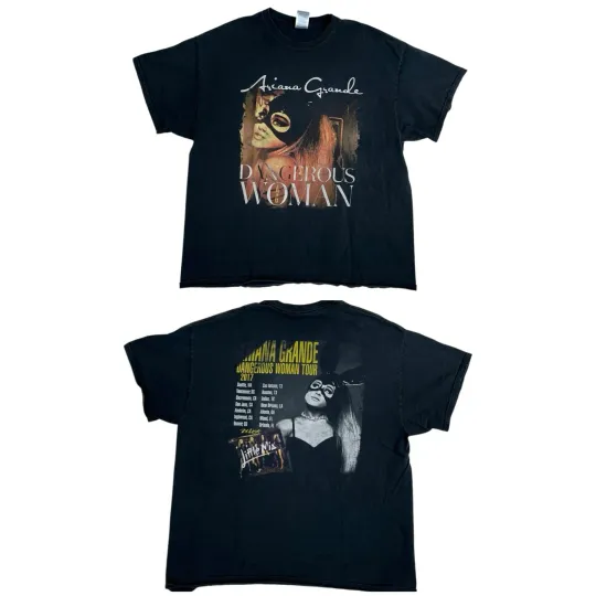 Discover Ariana Men T-Shirt XL Black Dangerous Woman Tour 2017 Graphic Tee