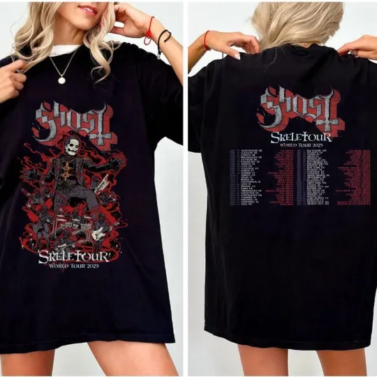 Discover Retro Ghost Band Tour Shirt 2025, Ghost Skeletour 2025 Shirt