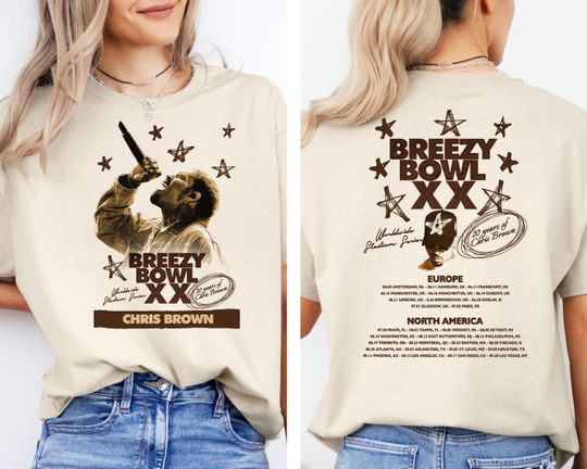 Discover Chris Brown Breezy Bowl XX T-Shirt, Chris Brown Album Shirt, Chris Brown Fan Gift