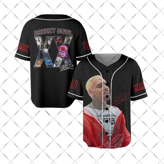 Discover Chris Brown Breezy Bowl XX Baseball Jersey Shirt, Chris Brown 2025 Tour Jersey