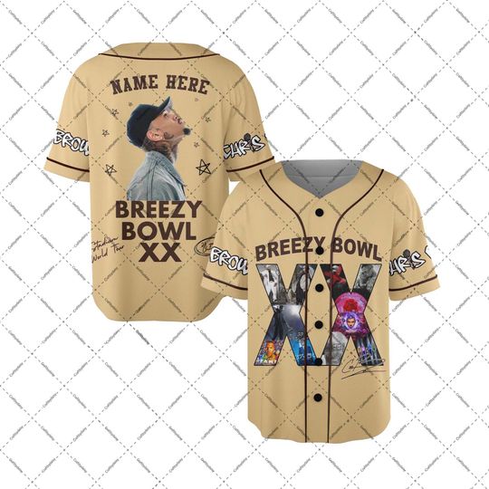 Discover Chris Brown Breezy Bowl XX Baseball Jersey, Chris Brown 2025 Tour Jersey