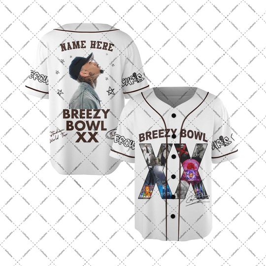 Discover Chris Brown Breezy Bowl XX Baseball Jersey, Chris Brown 2025 Tour Jersey