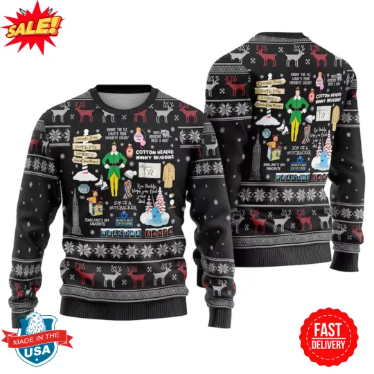 Discover Buddy The Elf Ugly Christmas Sweater, Elf Movie Christmas Sweater S-5XL