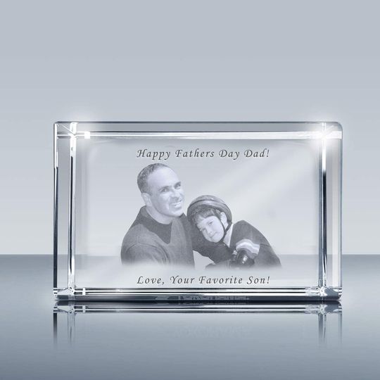 Discover Goodcount Personalized laser etching picture in crystal rectangle, custom picture glass cube, photo engraved in glass gift