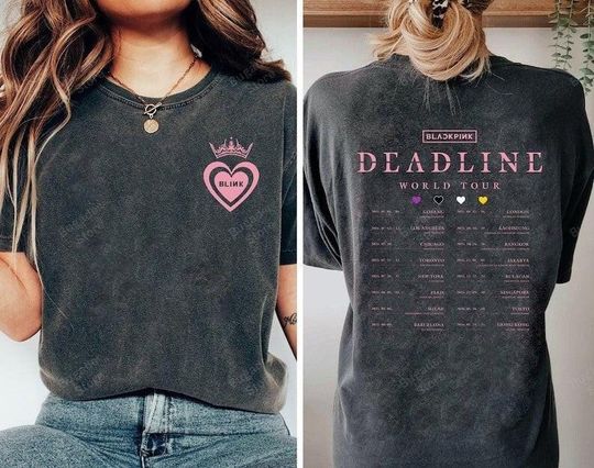 Discover BLINK Heart Tour Shirt  BLACKPINK Deadline World Tour Dates Tee  Vintage Soft Top