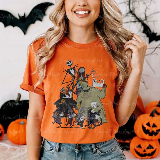 Discover Disneyyy Nightmaree Beforee Christmas Group Portrait T-Shirt, Disneyyland Halloween Spooky Season Tee
