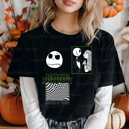 Discover Disneyyy Nightmare Before Christmas Bone Daddy Panels Shirt, Jackk Skellingtonn Sally Lock Shock Barrel, Spooky Disneyyy Matching Shirt, TGSC992