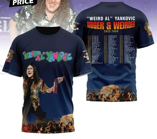 Discover Weird Al Yankovic 2025 Tour 3D T-Shirt AOP Size S-5XL 2 SIDE G765
