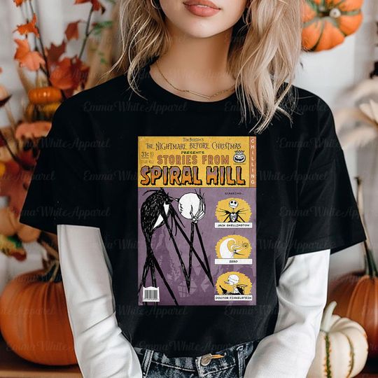 Discover Disneyyy Nightmare Before Christmas Jack Comic Book Cover Shirt, DisneyHalloween Matching Shirt, Disneyyy Horror Halloween Movie Shirt, TGSD078