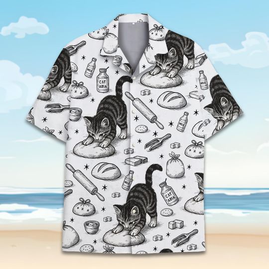 Discover Cat Kneading Bread Hawaiian Shirt, Funny Baking Cat  Shirt