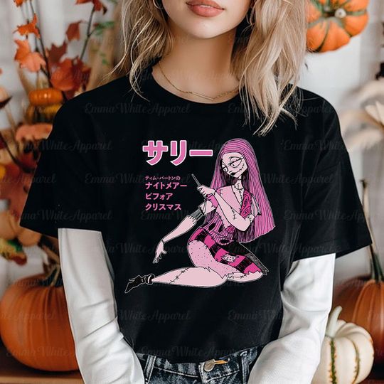 Discover Disneyyy Nightmare Before Christmas Sally Kanji Poster Shirt, Jackk Skellingtonn Halloween Shirt, Halloween Couple Shirt, TGSD200