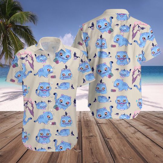 Discover Kpop Demon Hunters Tiger Hawaiian Shirt, Demon Hunter Tiger Tee, Merch Kpop Shirt, Hunters Tiger fan, Kpop Saja Boys Shirt, Derpy the Tiger