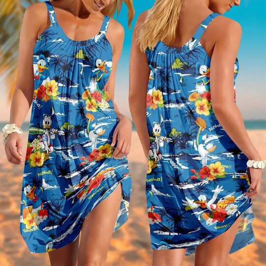 Discover Donald Duckk Summer Sling Dress, Disneyyy Women Dress, Movie Cartoon Dress