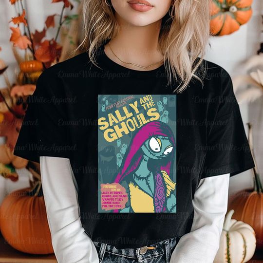 Discover Disneyyy Nightmare Before Christmas Sally And The Ghouls Shirt, Halloween Night Party Matching Shirt, Disneyyland Spooky Season Shirt, TGSD190