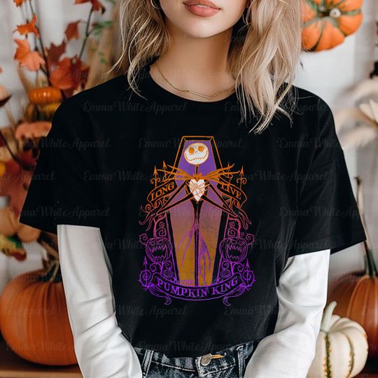 Discover Disneyyy Nightmaree Beforee Christmas Pumpkin Coffin T-Shirt Halloween Party Gothic Disneyyy T-Shirt