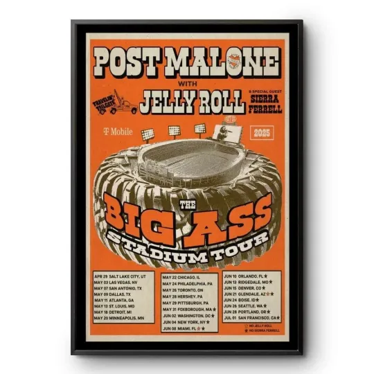 Discover Poster Post Malone The Big Ass Stadium Tour 2025 - Wall Decor - No frame