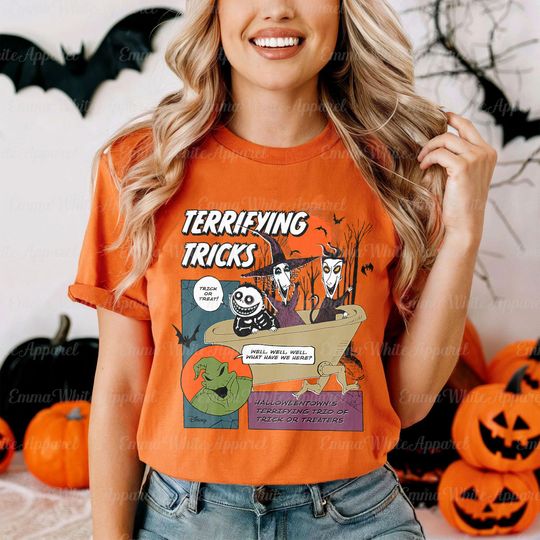 Discover Disneyyy Nightmare Before Christmas Terrifying Tricks Shirt, Spooky Disneyyy Matching Shirt, Disneyyland Halloween Matching Shirt, DTGSD227