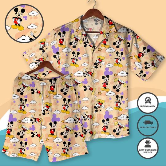 Discover Vintage-Inspired Mickeyy mouse Hawaiian Shirt  Cute Cartoon Short Sleeve Button-Up for Fans, Vacation Beach Shirt