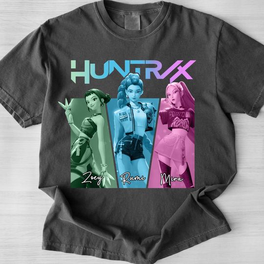 Discover Kpop Huntrix Shirt, Demon Hunters Kpop Shirt, Huntrix Tee with Mira Rumi Zoey
